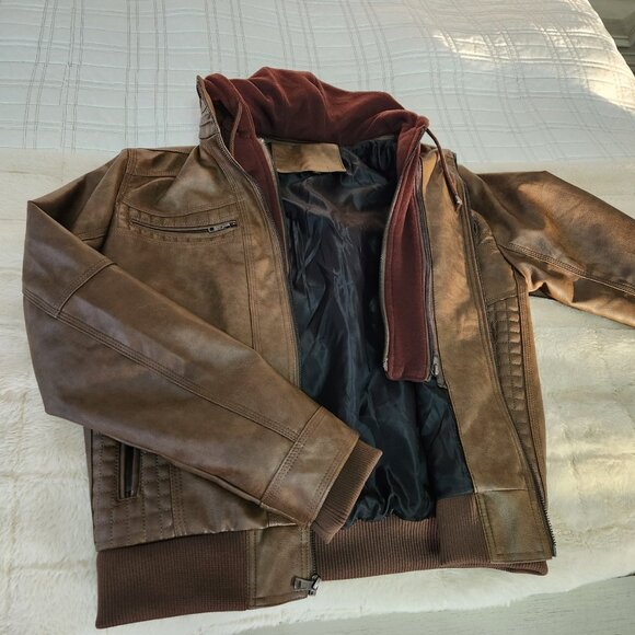 Mens Bomber Jacket with attached Hoodie - Picture 1 of 9